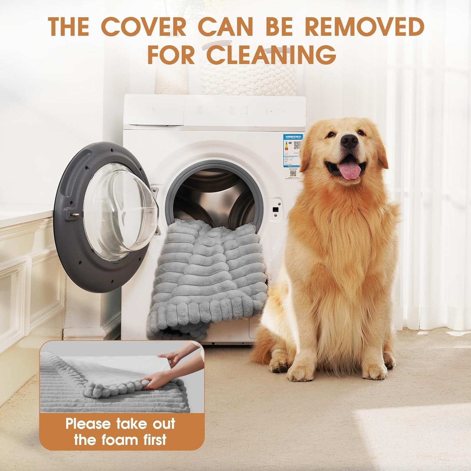 Large Orthopedic Dog Crate Bed 91x69cm Waterproof Grey