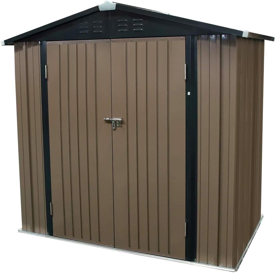 Metal Garden Shed Outdoor Storage Tool Sloped Roof 6x4FT Brown