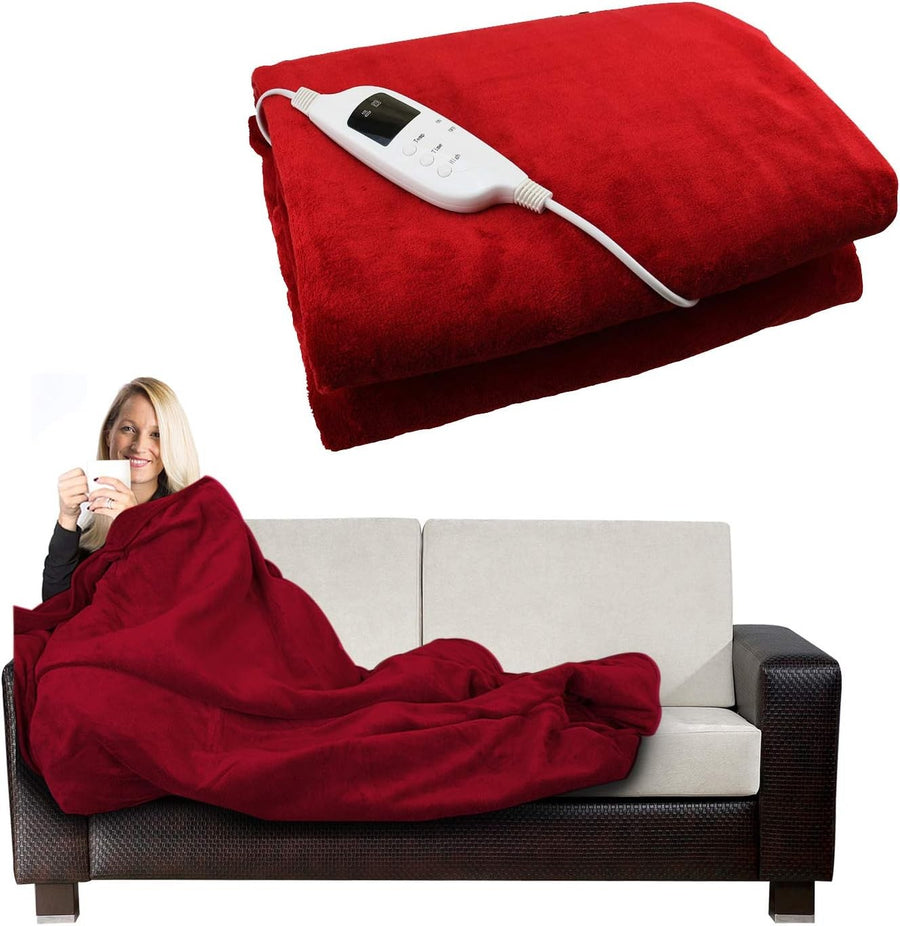 Electric Heated Throw Blanket Fleece Sofa Bed Overthrow Washable Warm