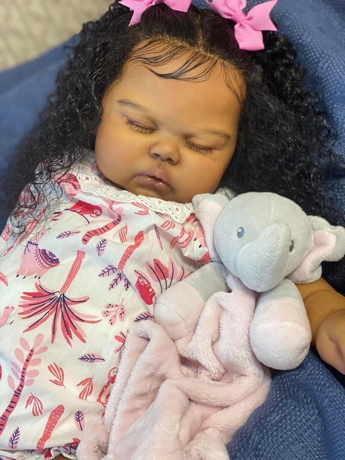 19in African American Reborn Baby Doll Silicone Vinyl Sleeping Toy Gift