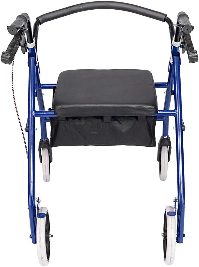 Foldable Rollator Walker with Seat 4 Lightweight Lockable Brakes