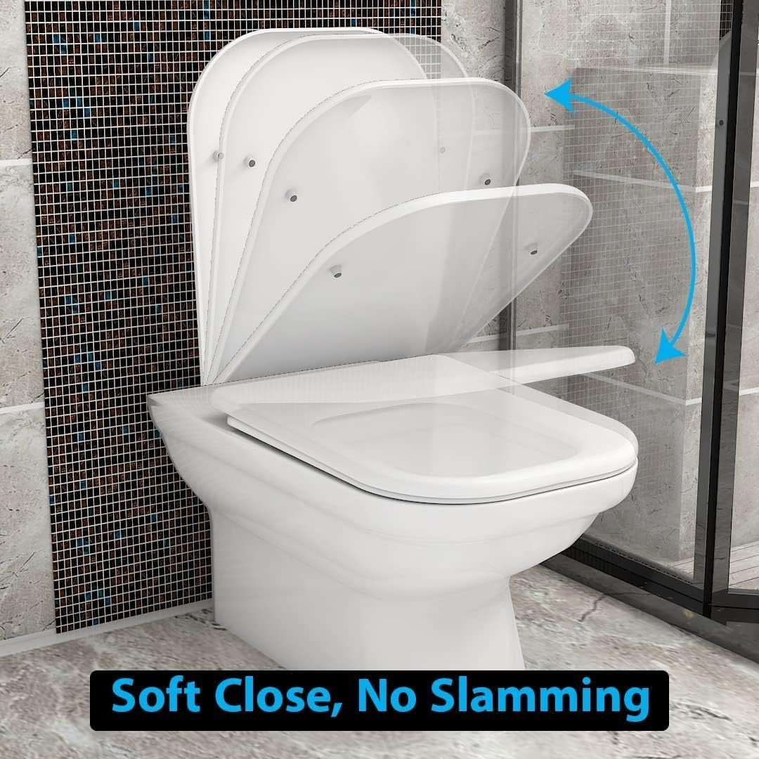 Rectangular Square Soft Close Toilet Seat Seat Quick Release Loo Seat Easy Clean