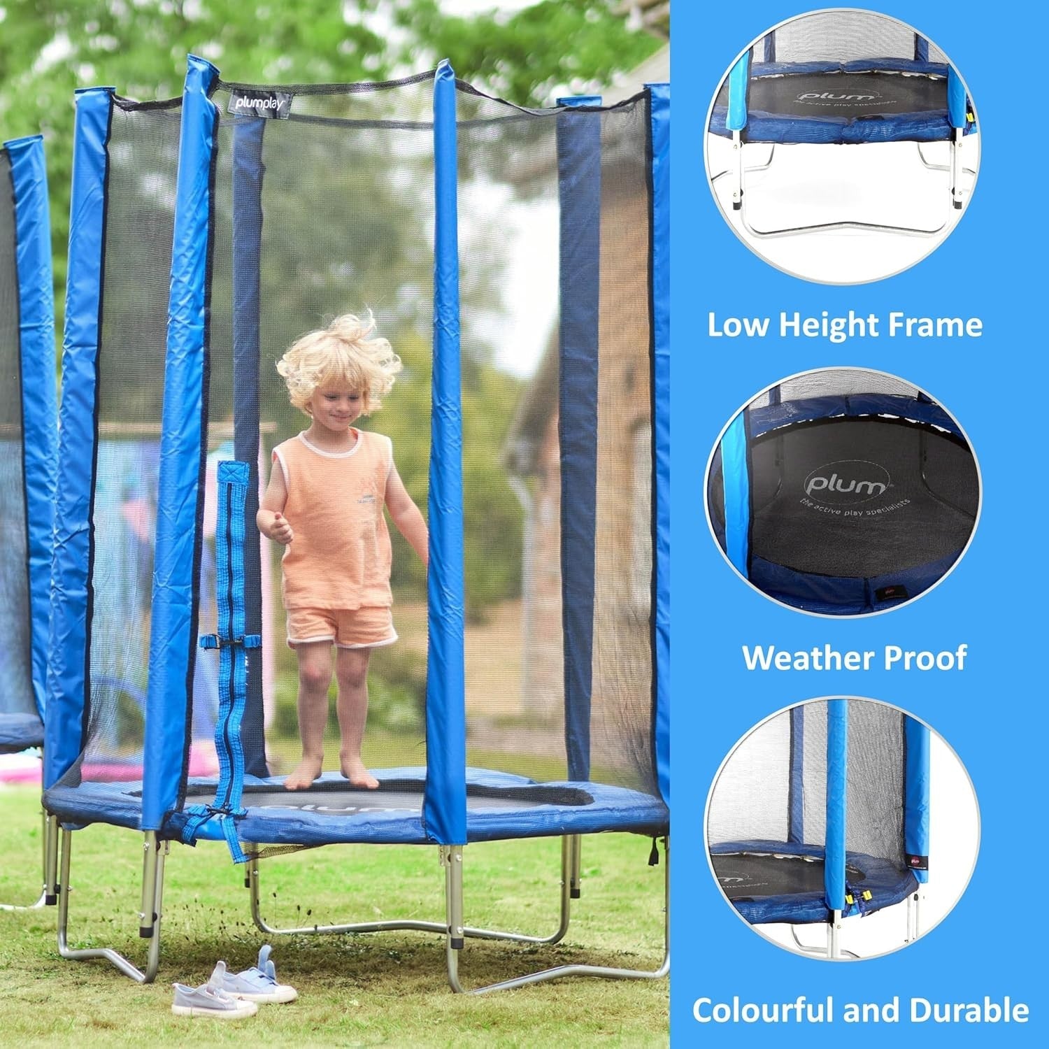 Low Height 4FT Kids Trampoline with Enclosure Net Safe Indoor Outdoor