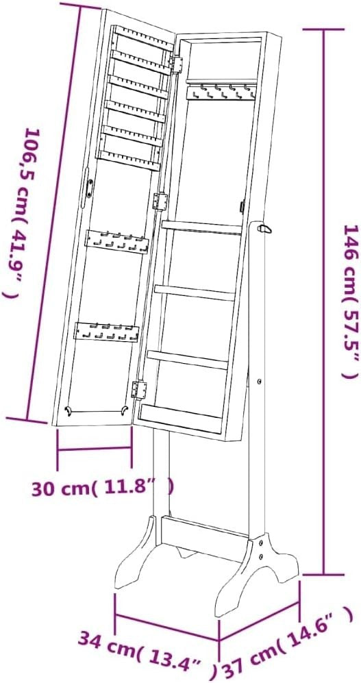 Adjustable Full Length Vanity Mirror with Storage, Tilt & Modern Design