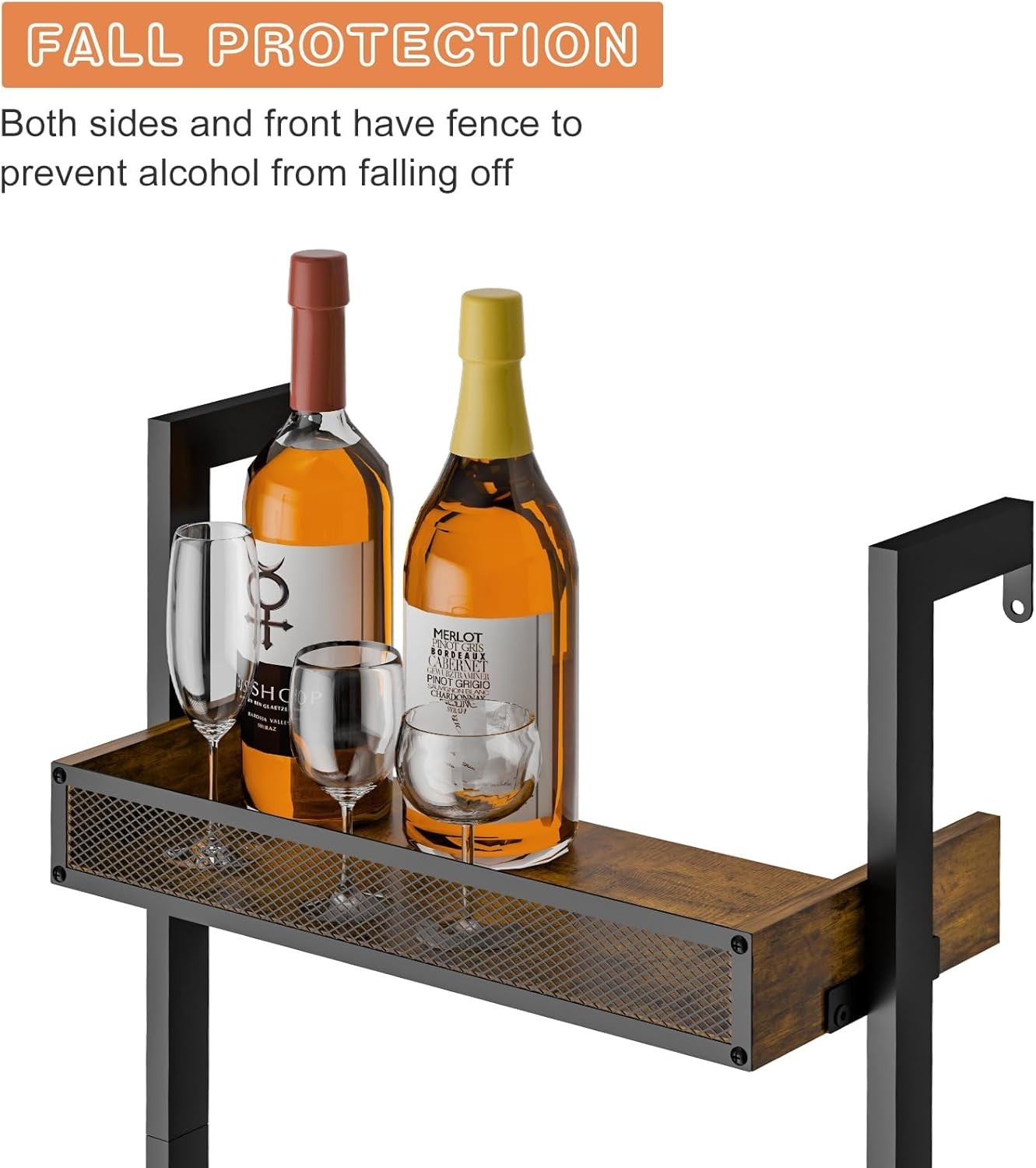 Tall Freestanding Wine Rack 5-Tier Metal & Wood Storage Shelves Holds 50 Bottles