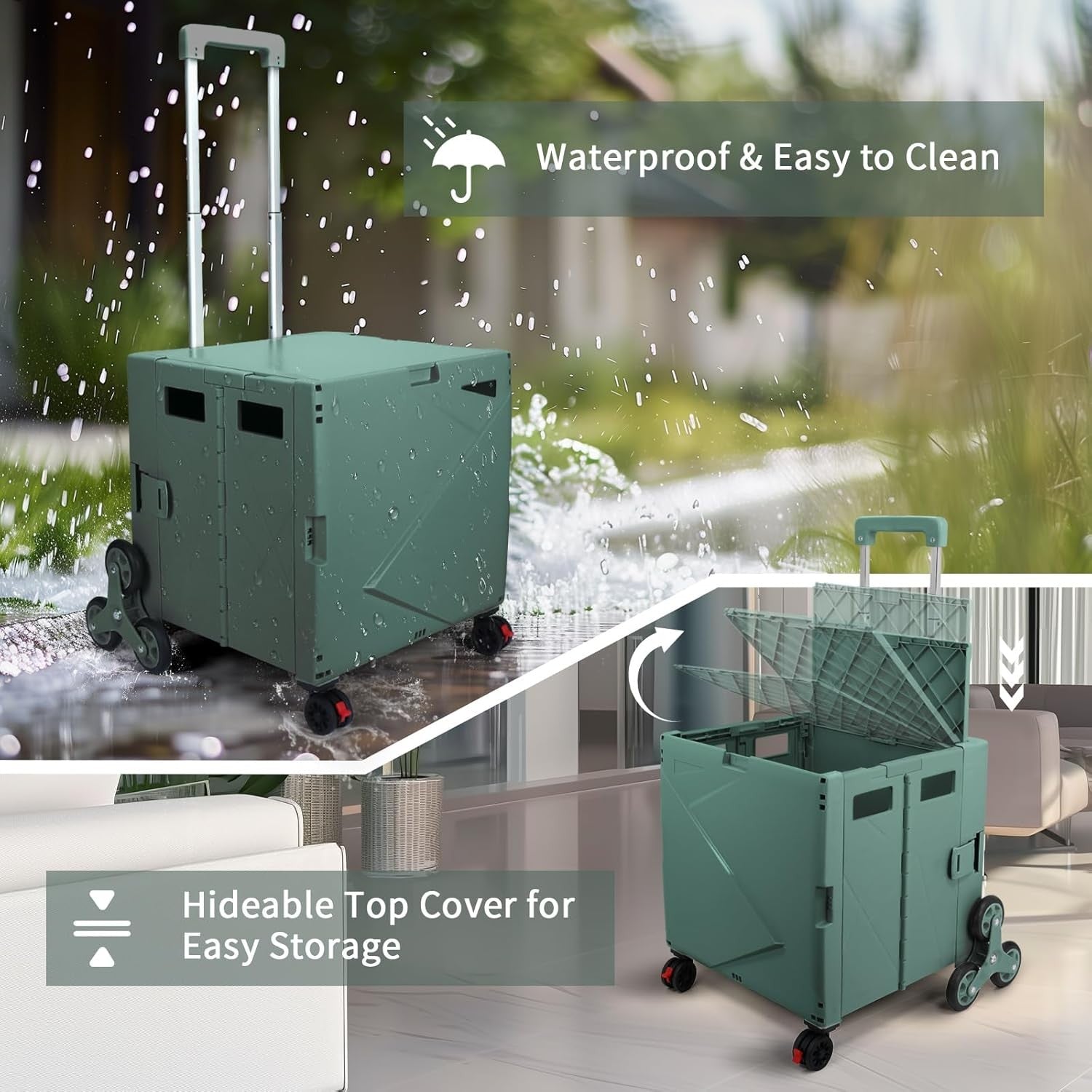 Folding Shopping Trolley with Climbing Wheels 76L Heavy Duty Utility Cart