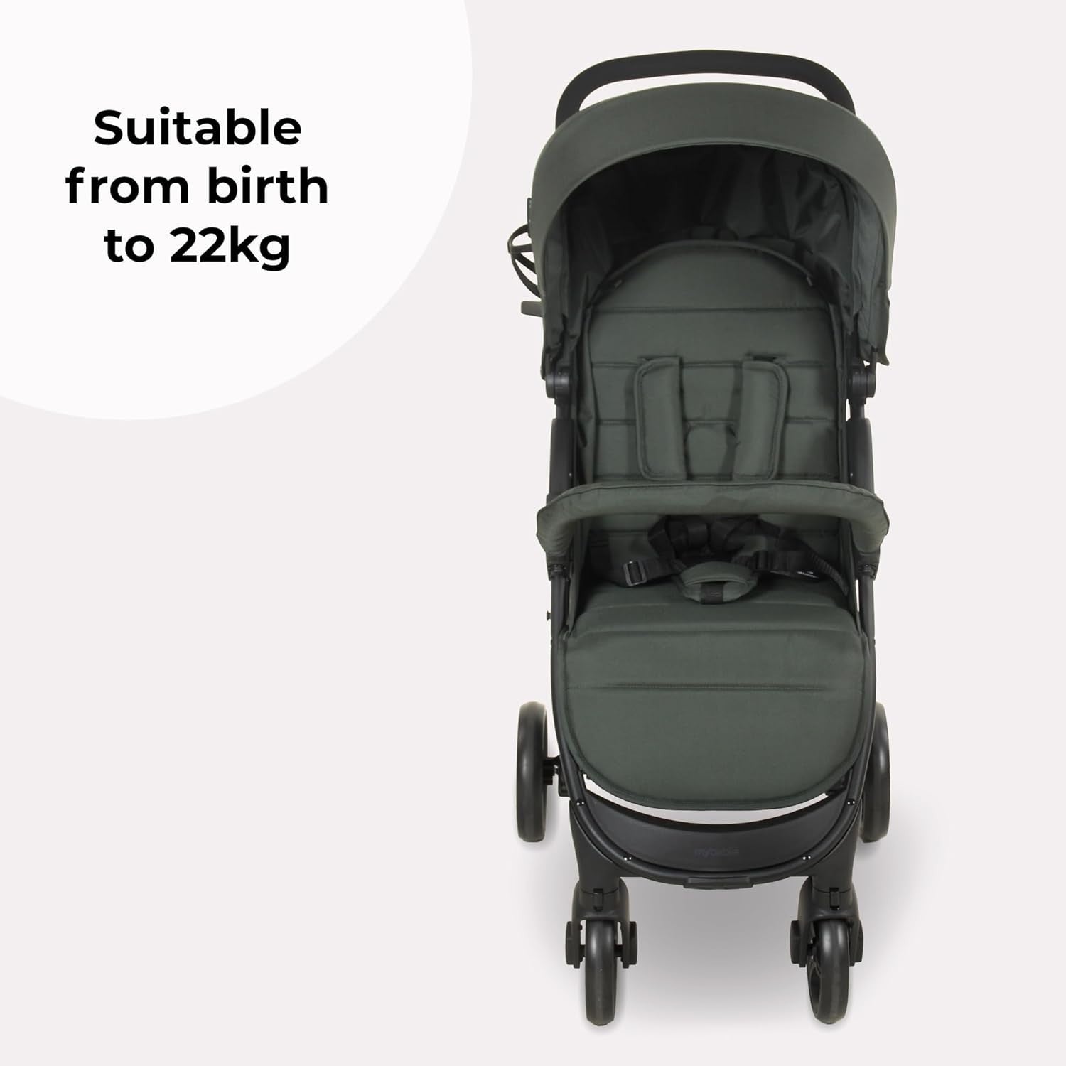 Forest Green Baby Pushchair Easy Fold Stroller Adjustable Handle Birth to 4Y