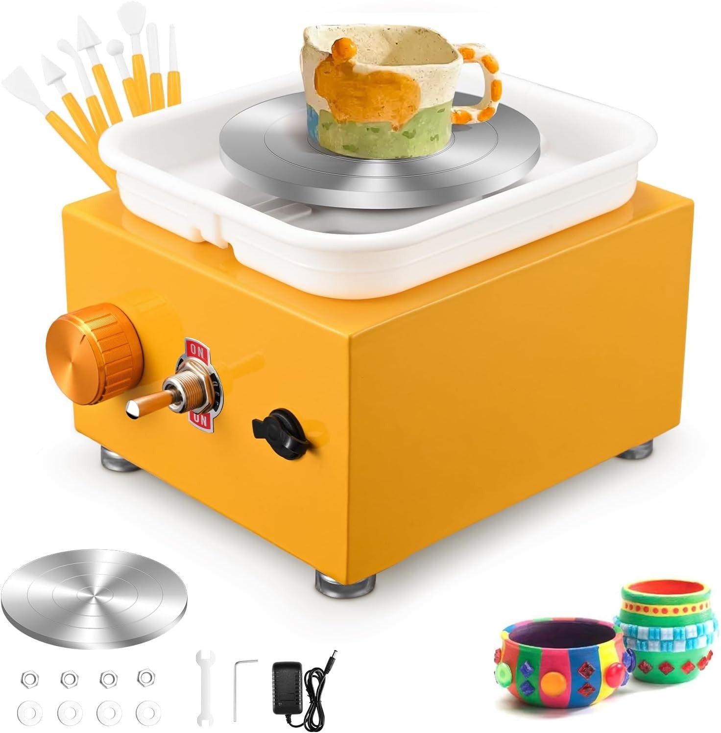 Mini Electric Pottery Wheel 2000RPM Adjustable Speed Kids DIY Ceramic Tool