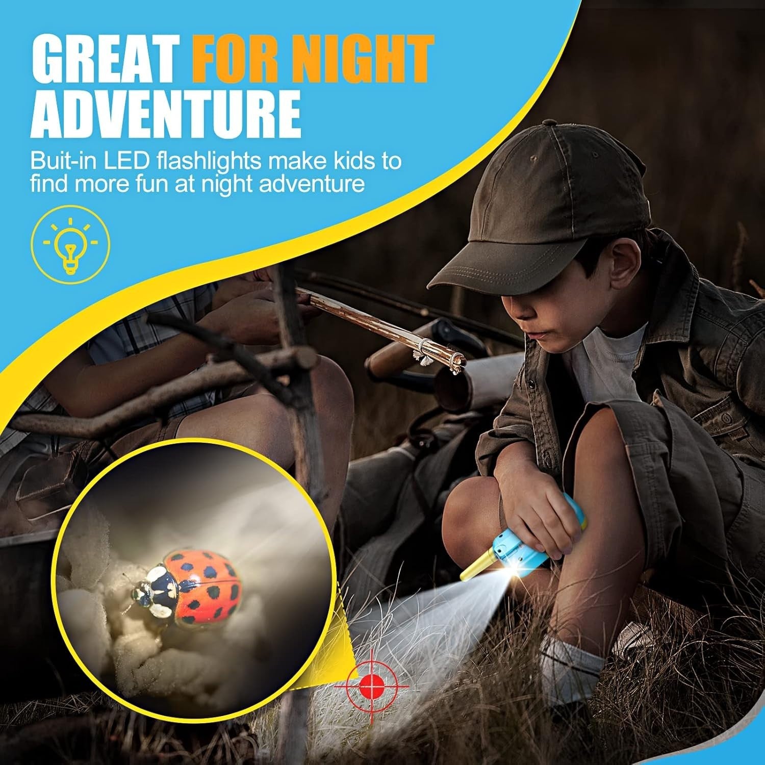 Kids Walkie Talkies Long Range 8 Channel Outdoor Toy Radios Flashlight