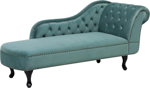 Right Hand Velvet Chaise Lounge Tufted Chesterfield Sofa Mint Green