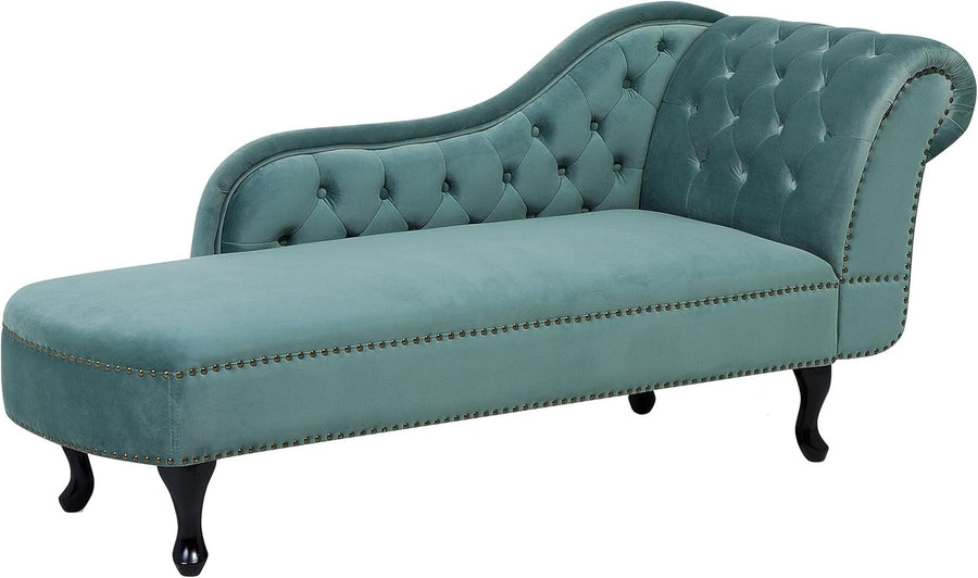 Right Hand Velvet Chaise Lounge Tufted Chesterfield Sofa Mint Green