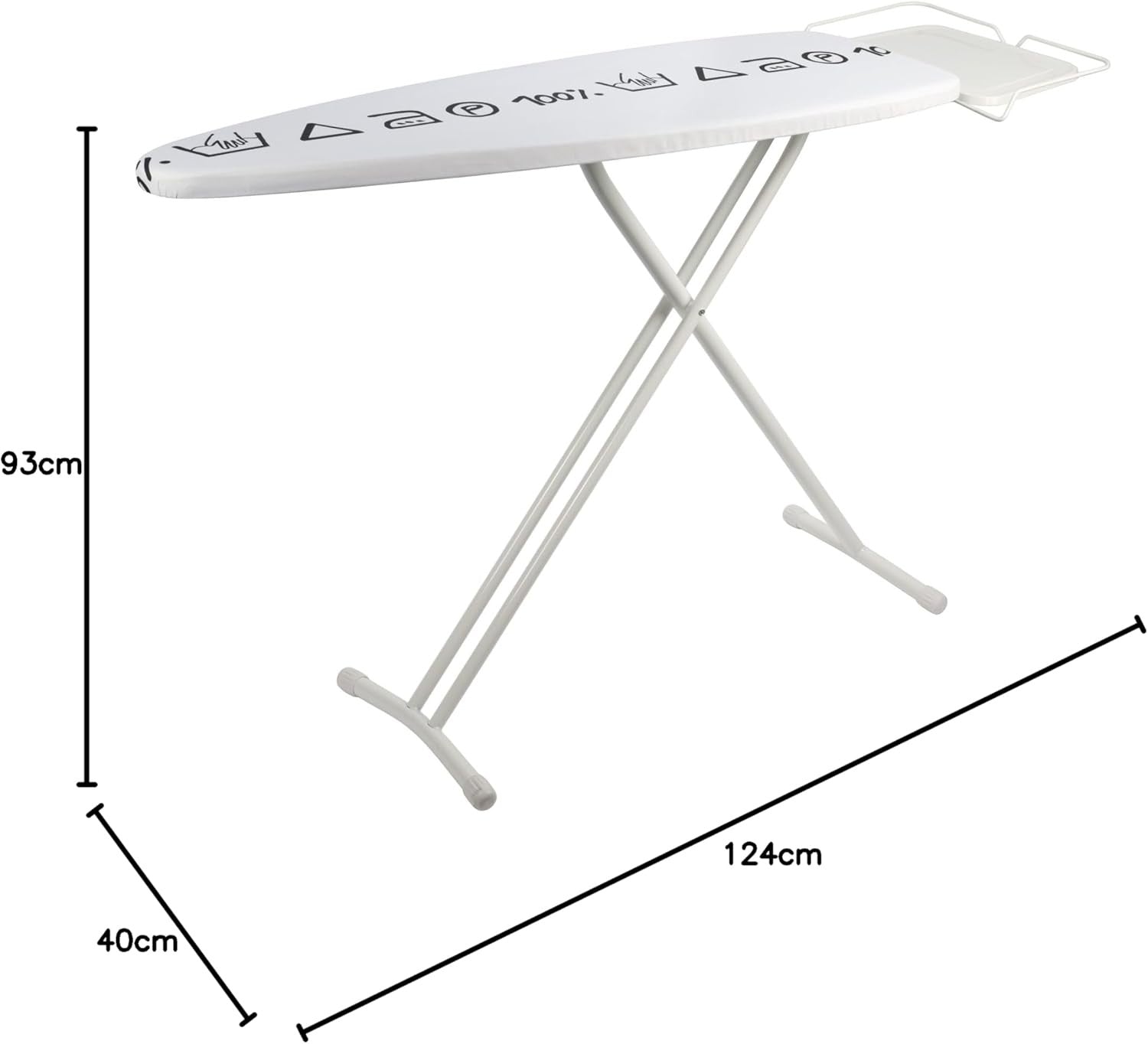 Ironing Board with Steam Iron Shelf Height Adjustable Foldable 124x40cm