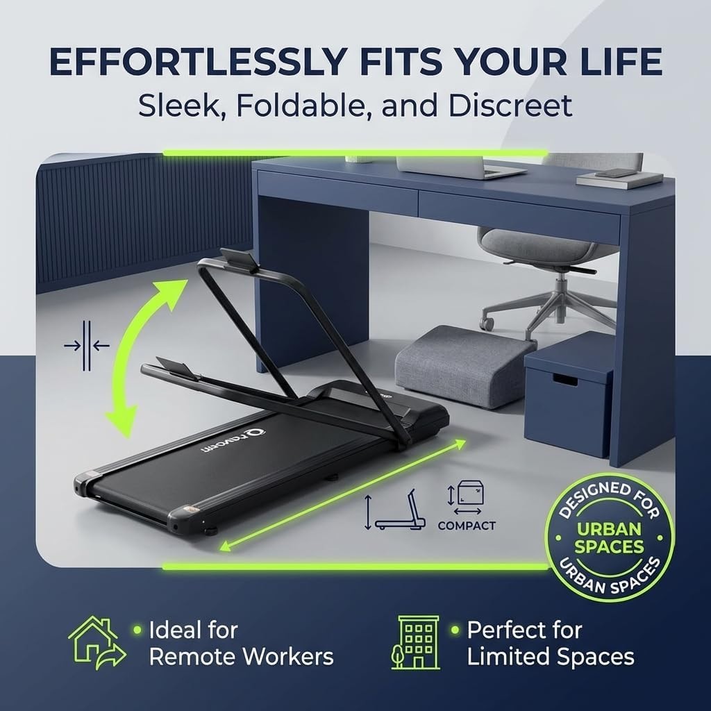Under Desk Walking Treadmill Foldable Quiet Home Gym 1-10Km/H LED Display