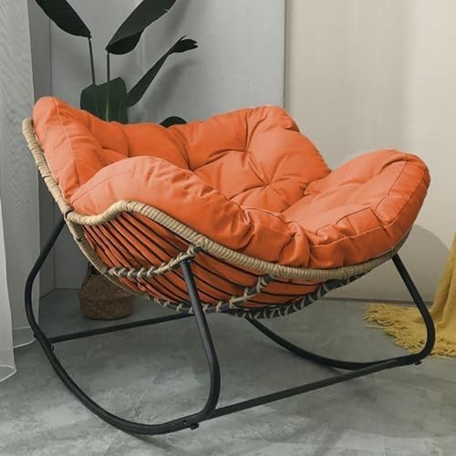 Patio Papasan Rocking Chair Cushioned Oversize Egg Seat Indoor Outdoor