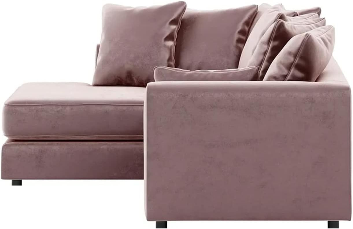 Pink Velvet L-Shaped 4-Seater Corner Sofa Full Foam Cushions LH