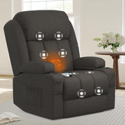 Power Lift Recliner Chair Massage Heat USB Ports Cup Holders Fabric Dark Grey