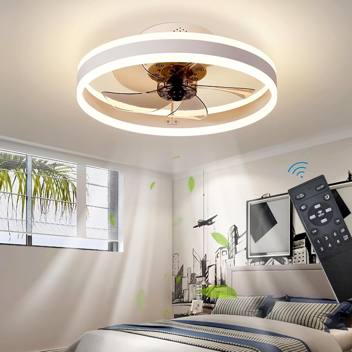 50CM LED Ceiling Fan with Lights, 6 Speeds, Remote & App Control, White