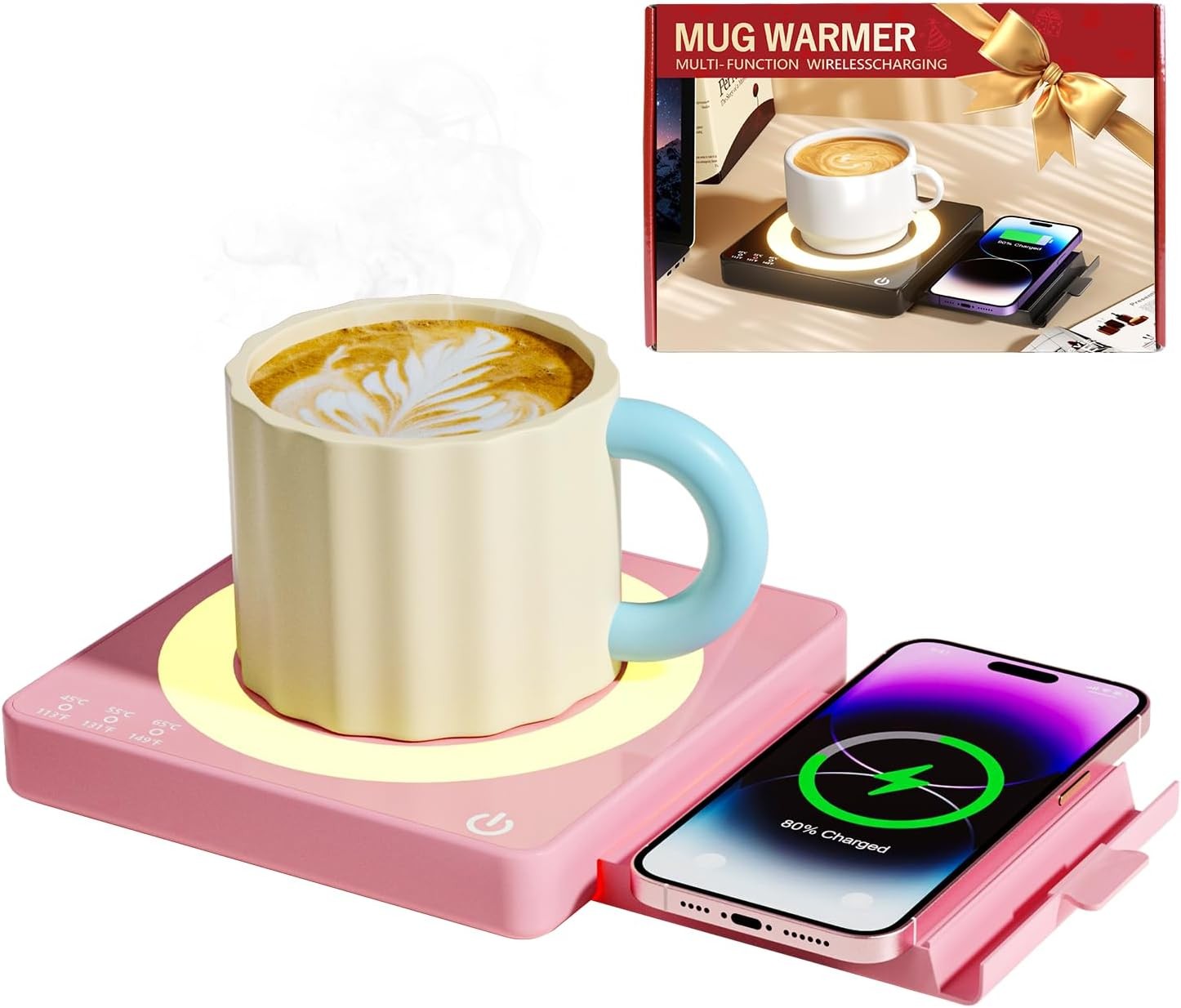 15W Smart Mug Warmer & Wireless Charger 3 Heat Auto Off