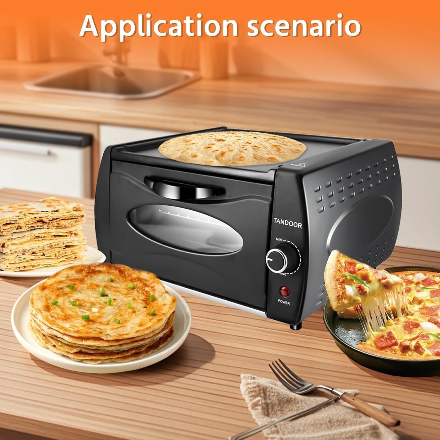Electric Tandoor Oven 2100W Mini Pizza Maker Non-Stick Grill Kitchen Cooker