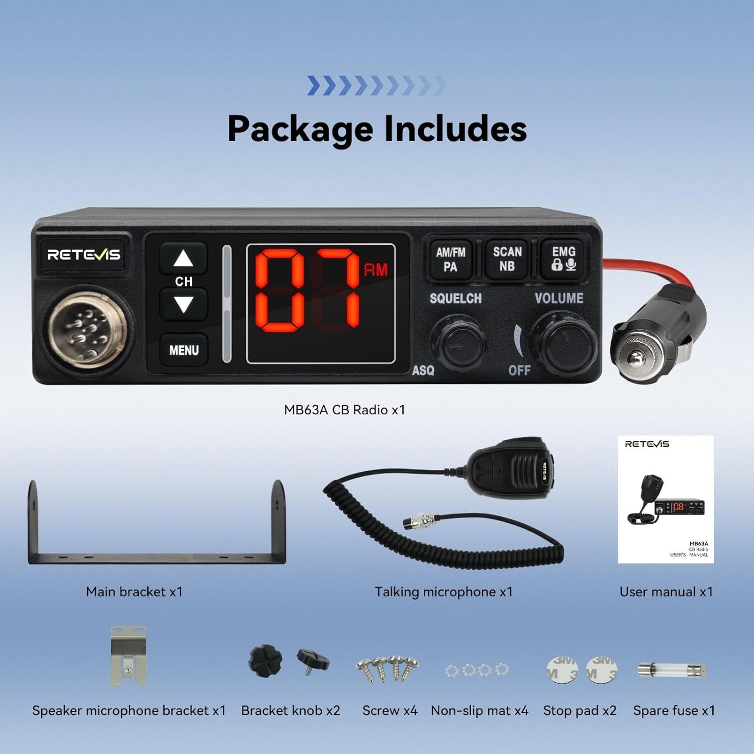 40-Channel CB Radio AM/FM Truck Caravan Off-Road 12/24V VOX PA System