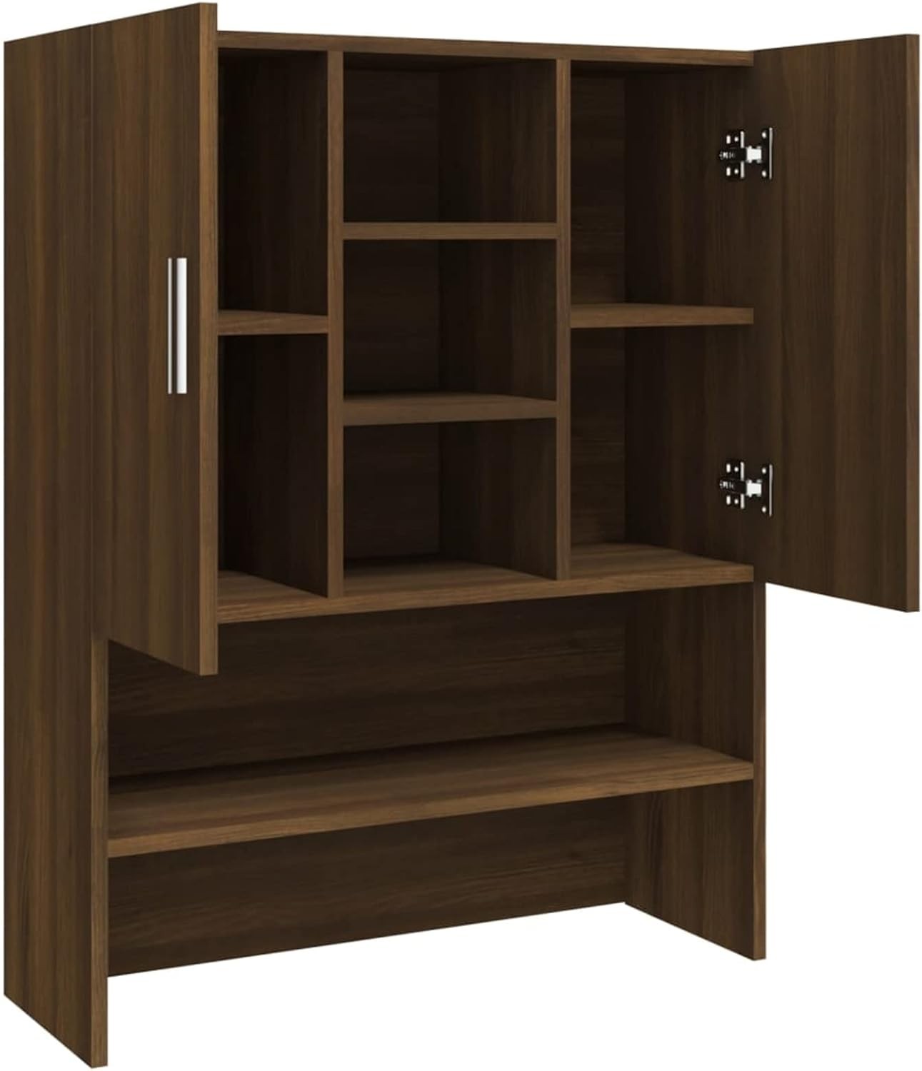 Gecheer Washing Machine Storage Cabinet Bathroom Storage Rack Wooden Laundry Cup