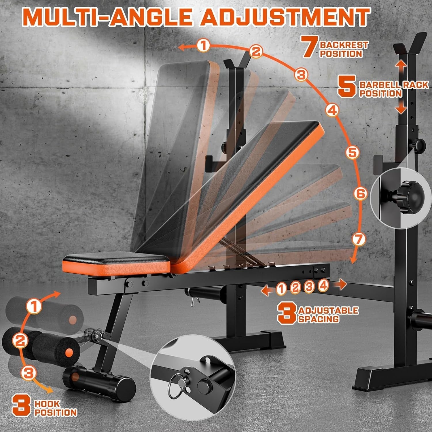 Olympic Weight Bench Press With Squat Rack 770lb Adjustable Home Gym