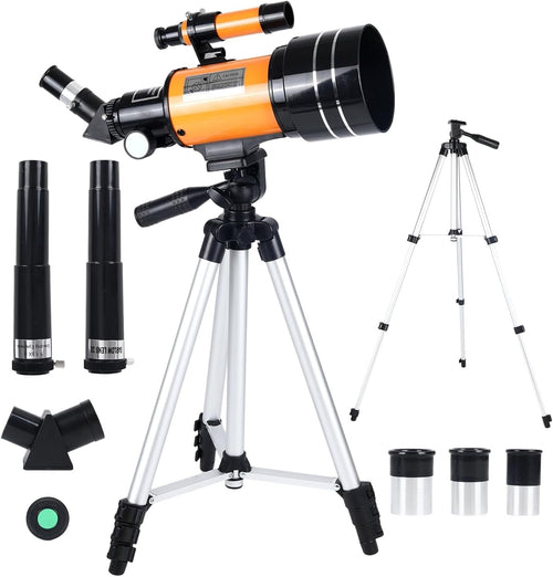 70mm Refractor Telescope 300mm Focal Length with Tripod – Yellow