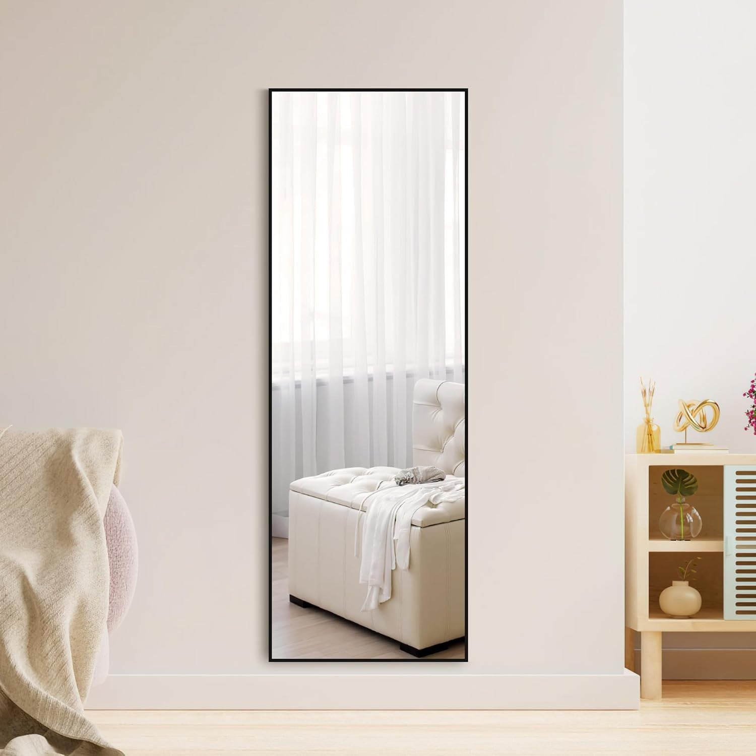 Full Length Standing Mirror 150x51cm | Black Frame | Bedroom & Living Room