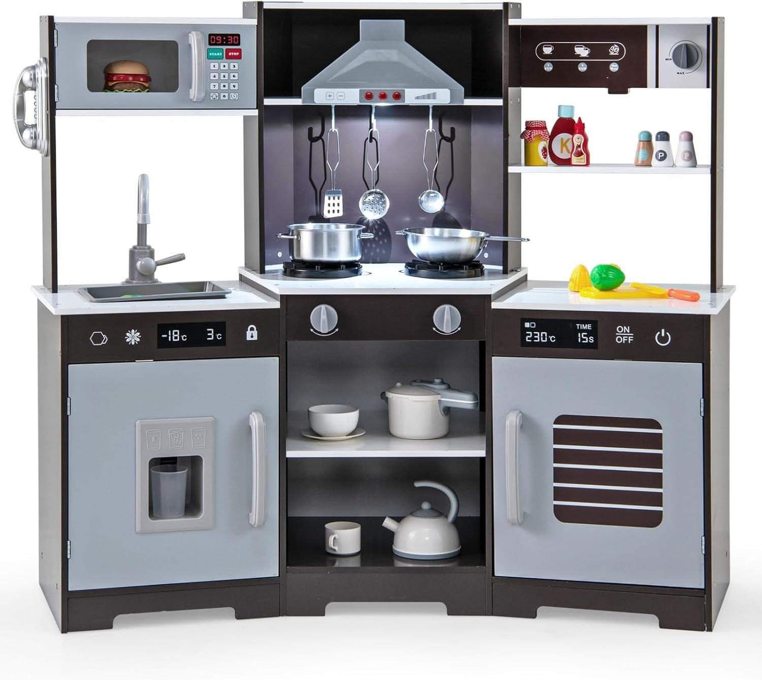 Corner Kids Play Kitchen Lights Sounds Ice Maker Coffee Toy