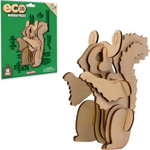 3D Wooden Squirrel Puzzle DIY Craft Kit – Eco-Friendly Animal Toy