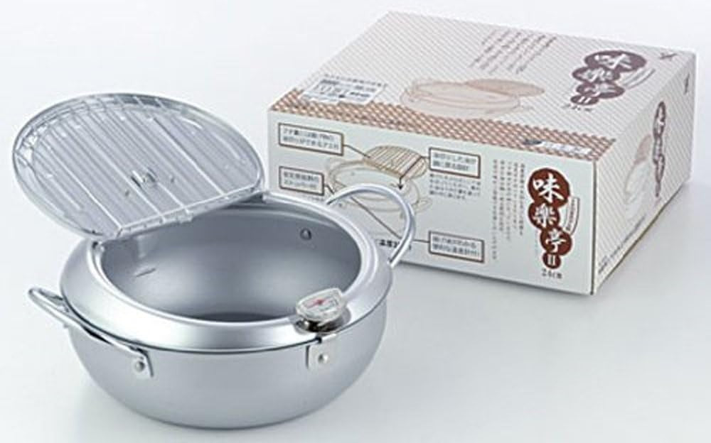 Japanese Tempura Deep Fryer Pot 3.1L With Lid Thermometer Iron