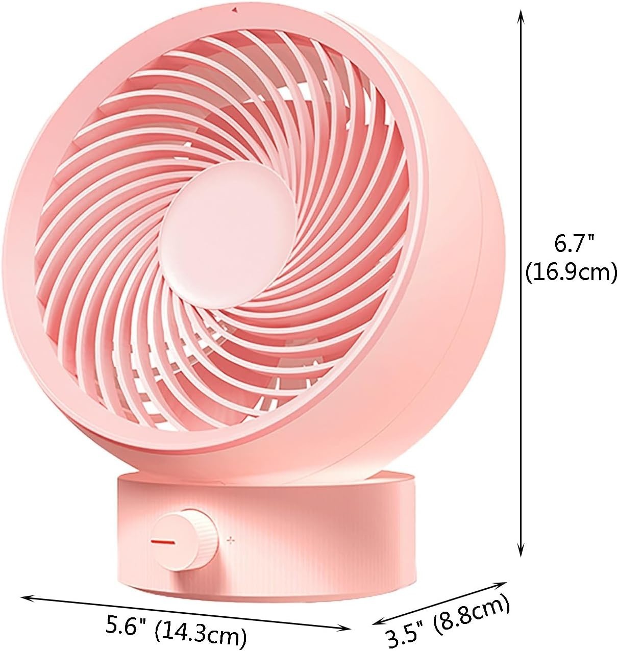 Ultra Quiet Small Fan with Stepless Speed Control - Portable Desk Fan Pink