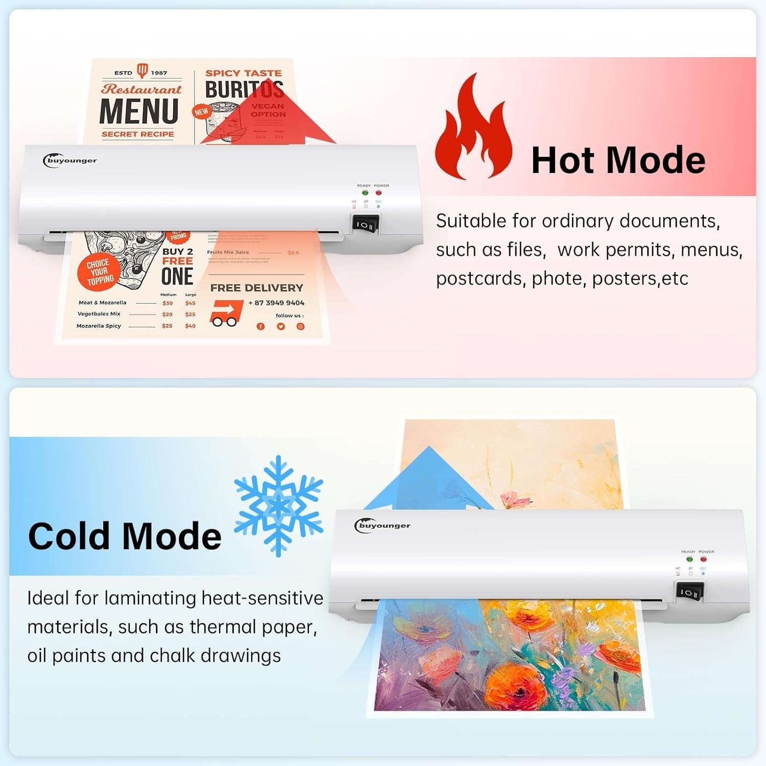 A4 Laminator Machine 1min Fast Warm Up Hot & Cold + Pouches