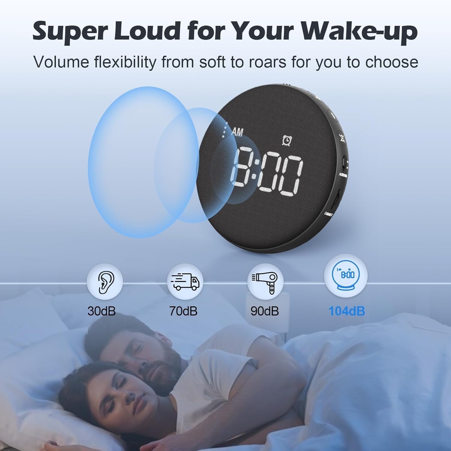 Vibrating Alarm Clock Bed Shaker Loud Digital LED for Heavy Sleepers