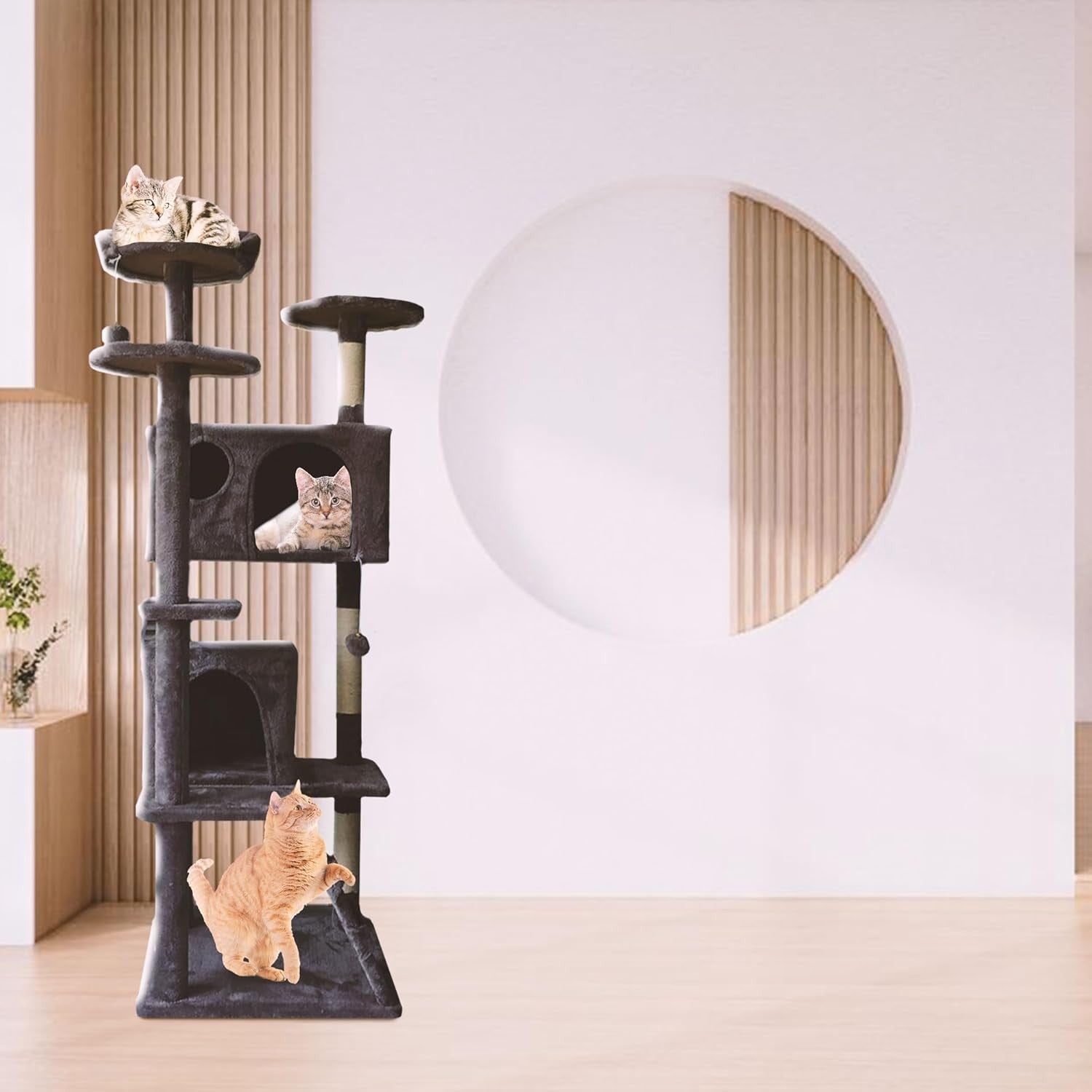 138cm Cat Tree Tower Condo Multi Level Scratching Posts Plush Indoor Cats