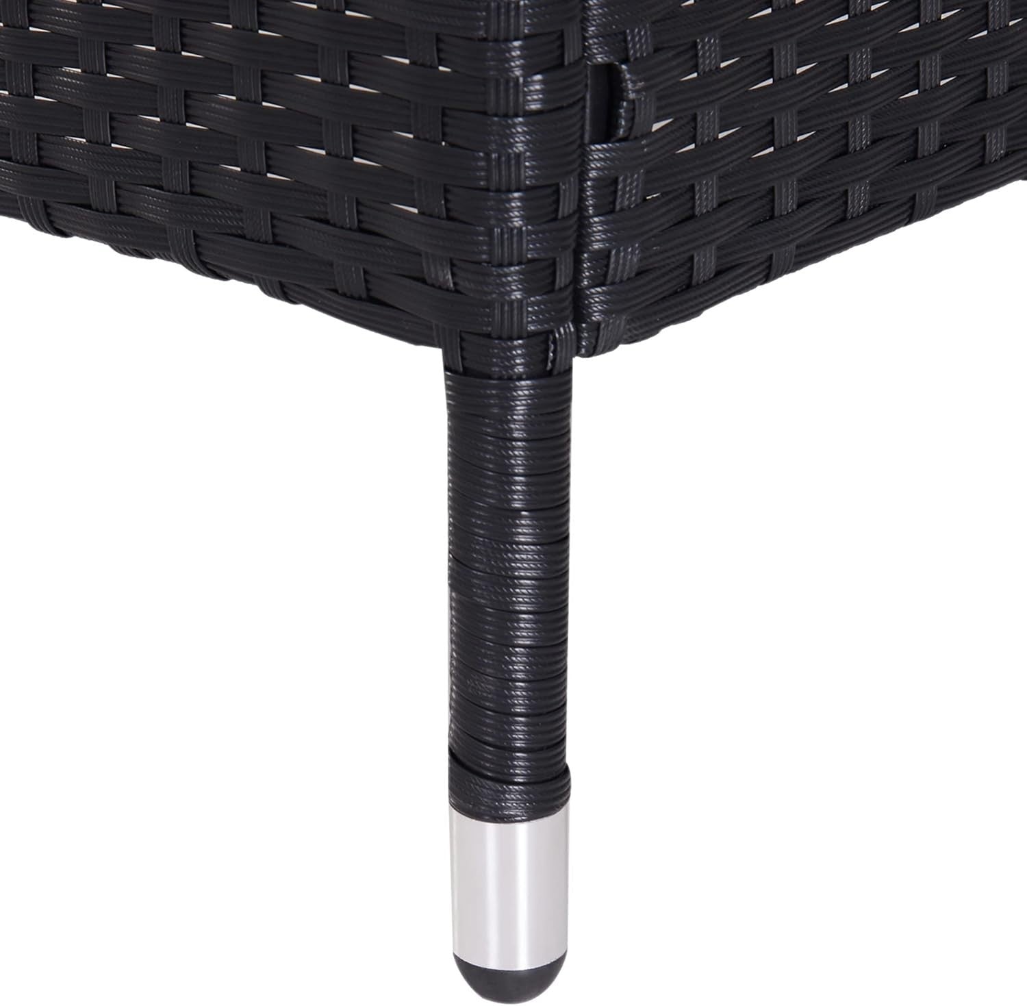 2-Seater Outdoor Rattan Garden Sofa with Table & Cushions Black Patio
