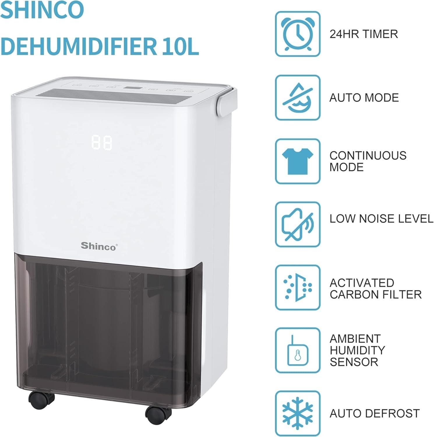 10L Dehumidifier Energy Efficient Laundry Dry Damp Mould Control Timer