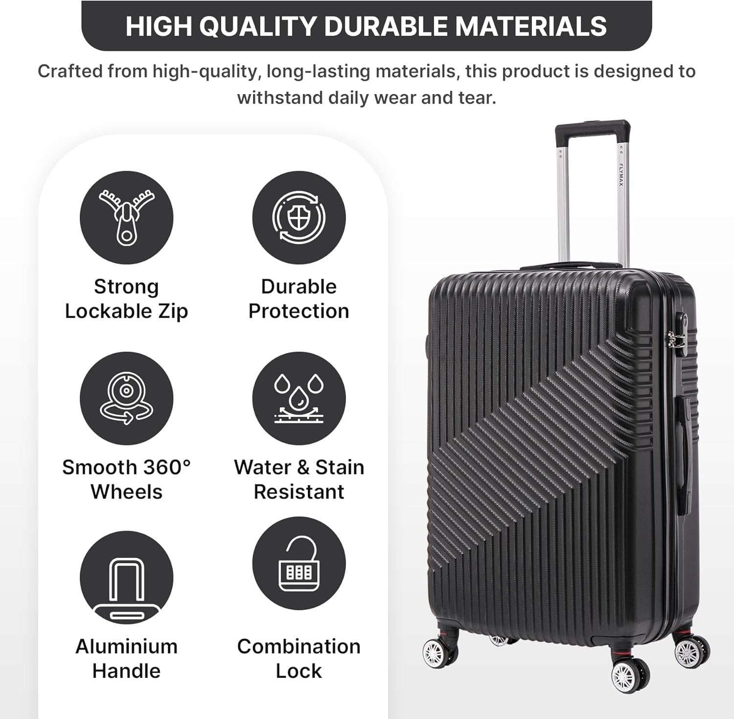 Cabin Luggage 55x35x20 Lightweight Hard Shell Carry On 4 Spinner Wheels