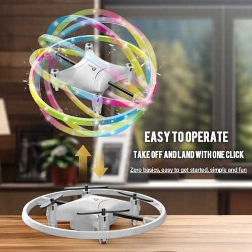 Mini RC Drone 360° Flip LED Light Kids Quadcopter Toy for Beginners (White)