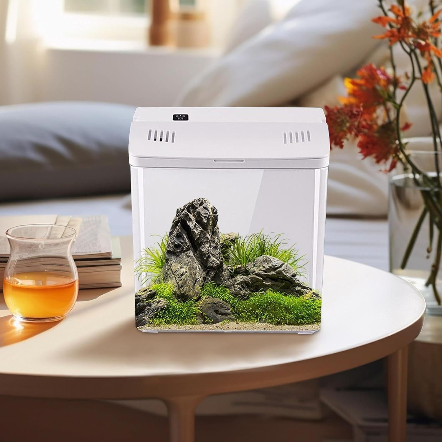 Desktop Betta Fish Tank Aquarium w/ Silent Filter Self Cleaning System