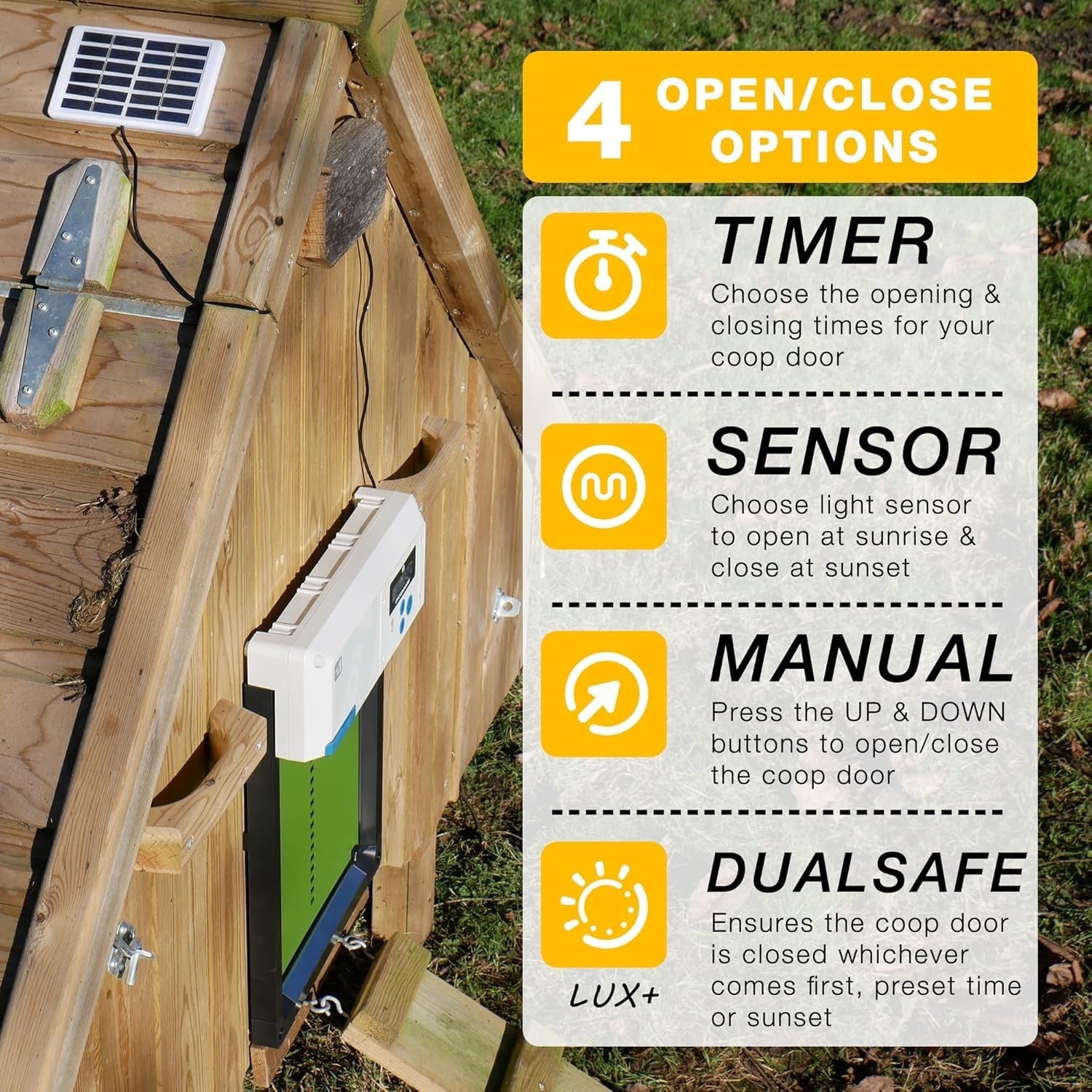Automatic Chicken Coop Door Solar Timer Winter Mode