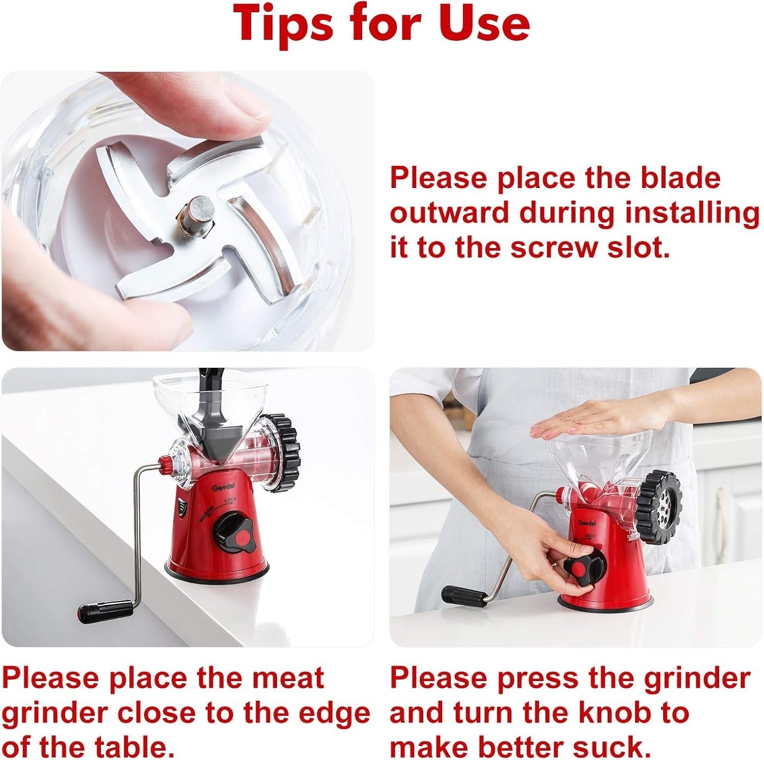 Manual Meat Grinder Sausage Maker Biscuit Press Mincer Suction Base