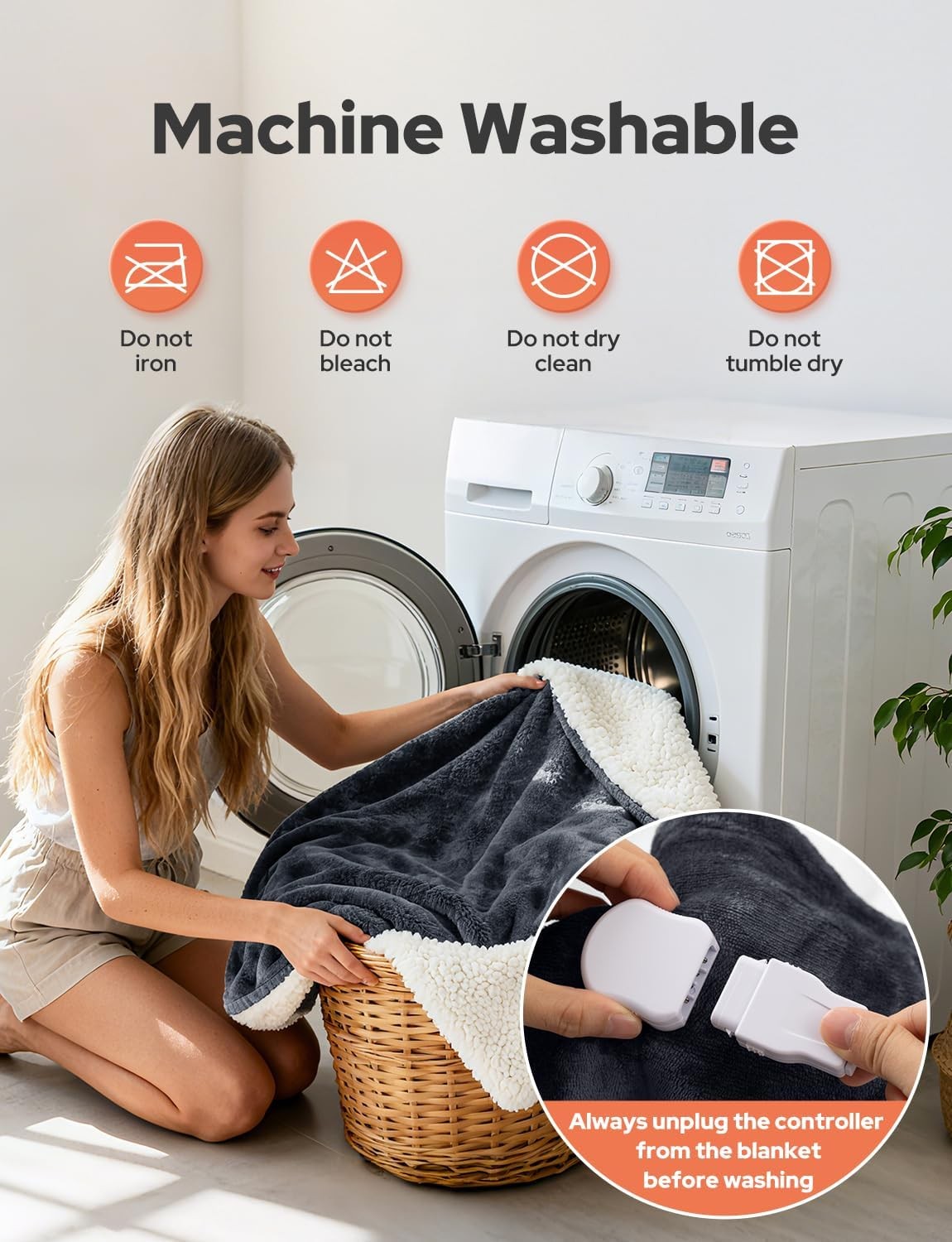 Electric Heated Throw Blanket Fast Heat Dual Sided Sherpa Flannel 180x130cm