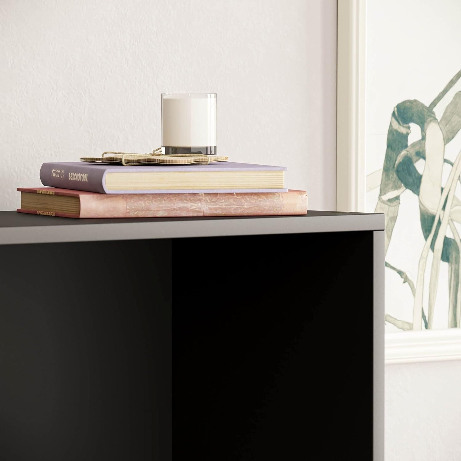 5 Tier Black Wooden Bookcase Modern Storage Display Shelf for Living Room
