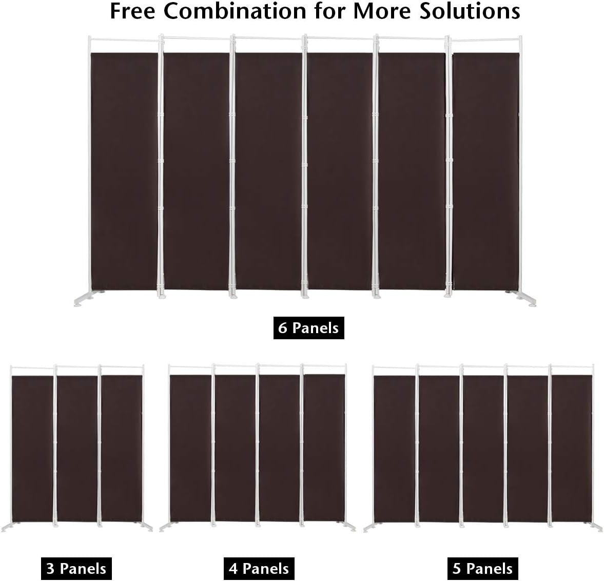 6 Panel Coffee Folding Room Divider Privacy Screen Freestanding Partition 180cm