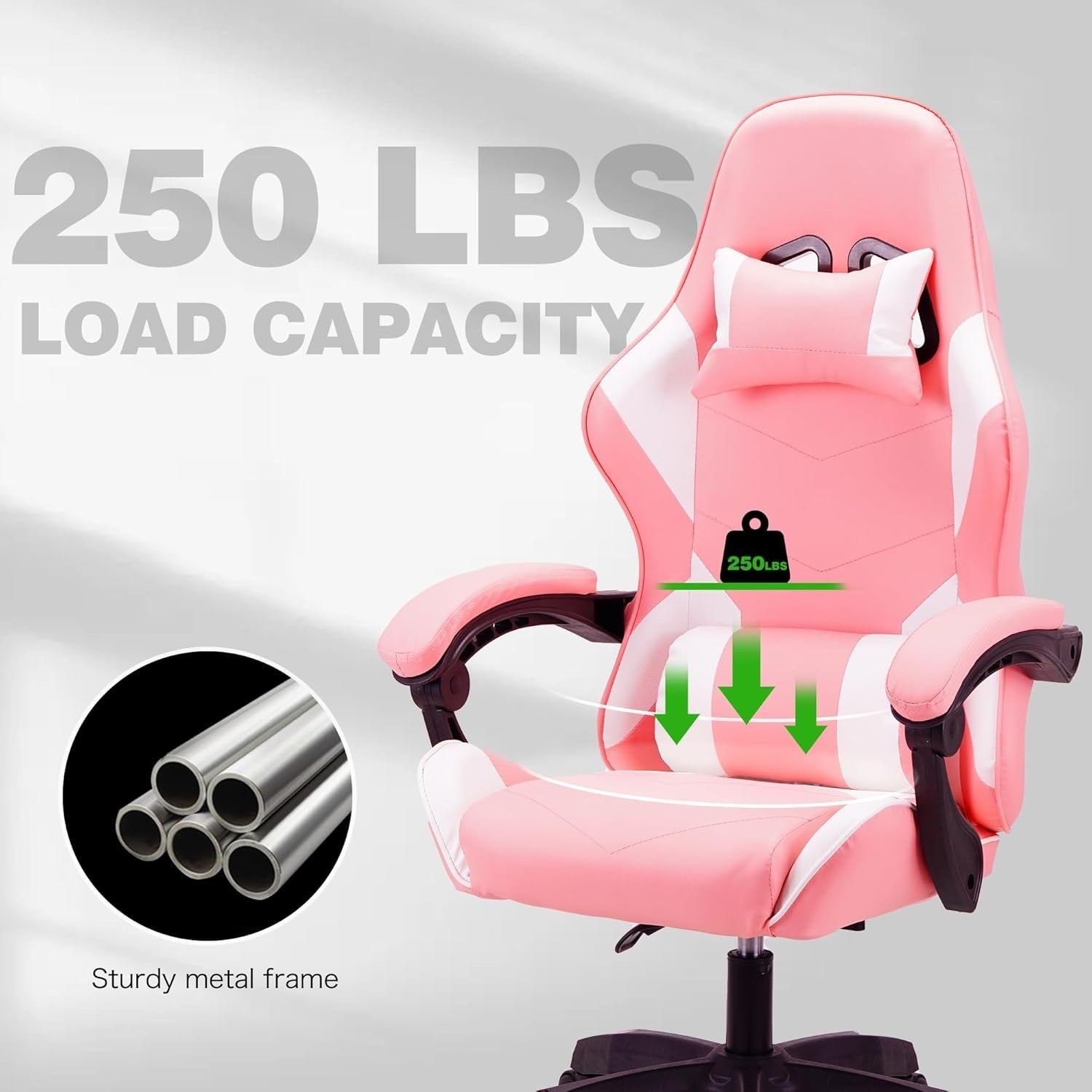 Ergonomic Mesh Office Chair Pink Adjustable Height Swivel Head Arm Rest 150kg