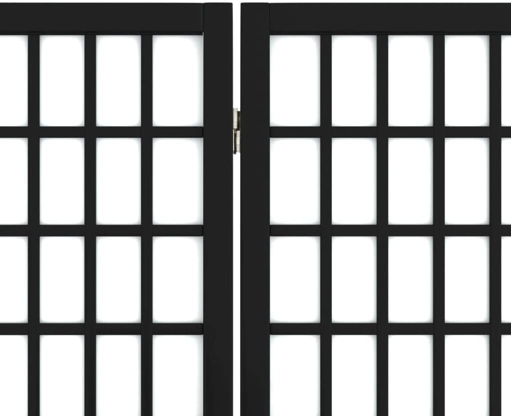 4 Panel Black Shoji Room Divider 160x170cm Folding Wooden Privacy Screen Home