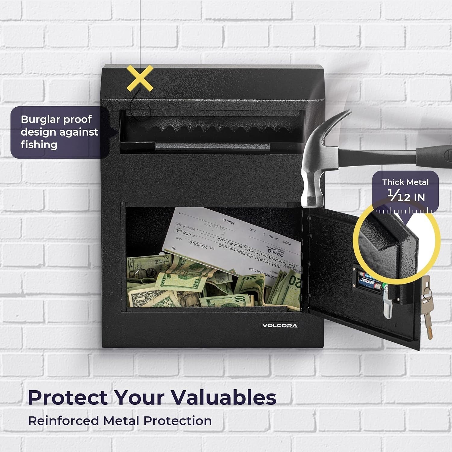 Cash Drop Box Digital Keypad Lock Wall Mount Deposit Safe Mailbox