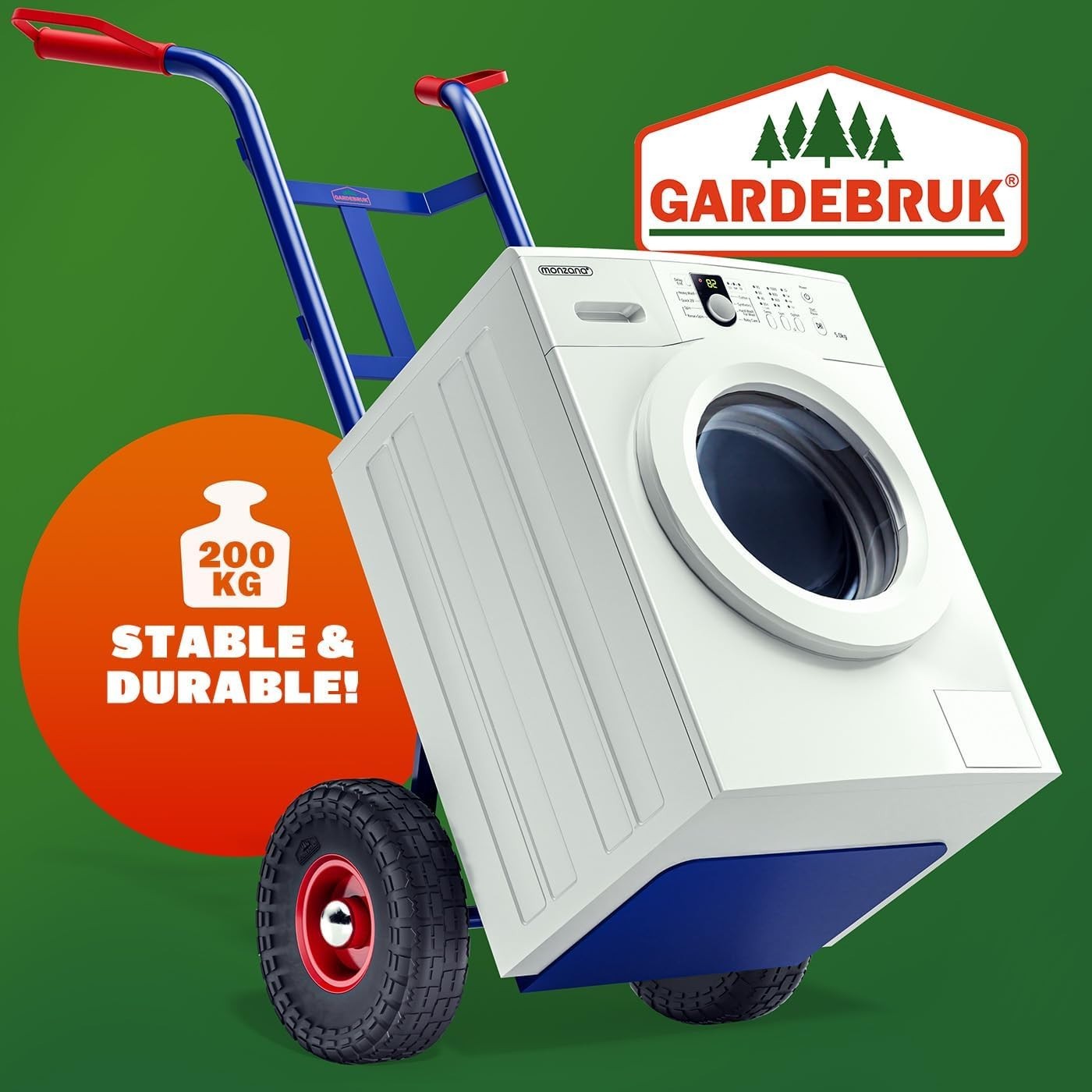 Heavy Duty 200kg Sack Truck w/ Solid PU Tyres & Foldable Shovel Blue Red