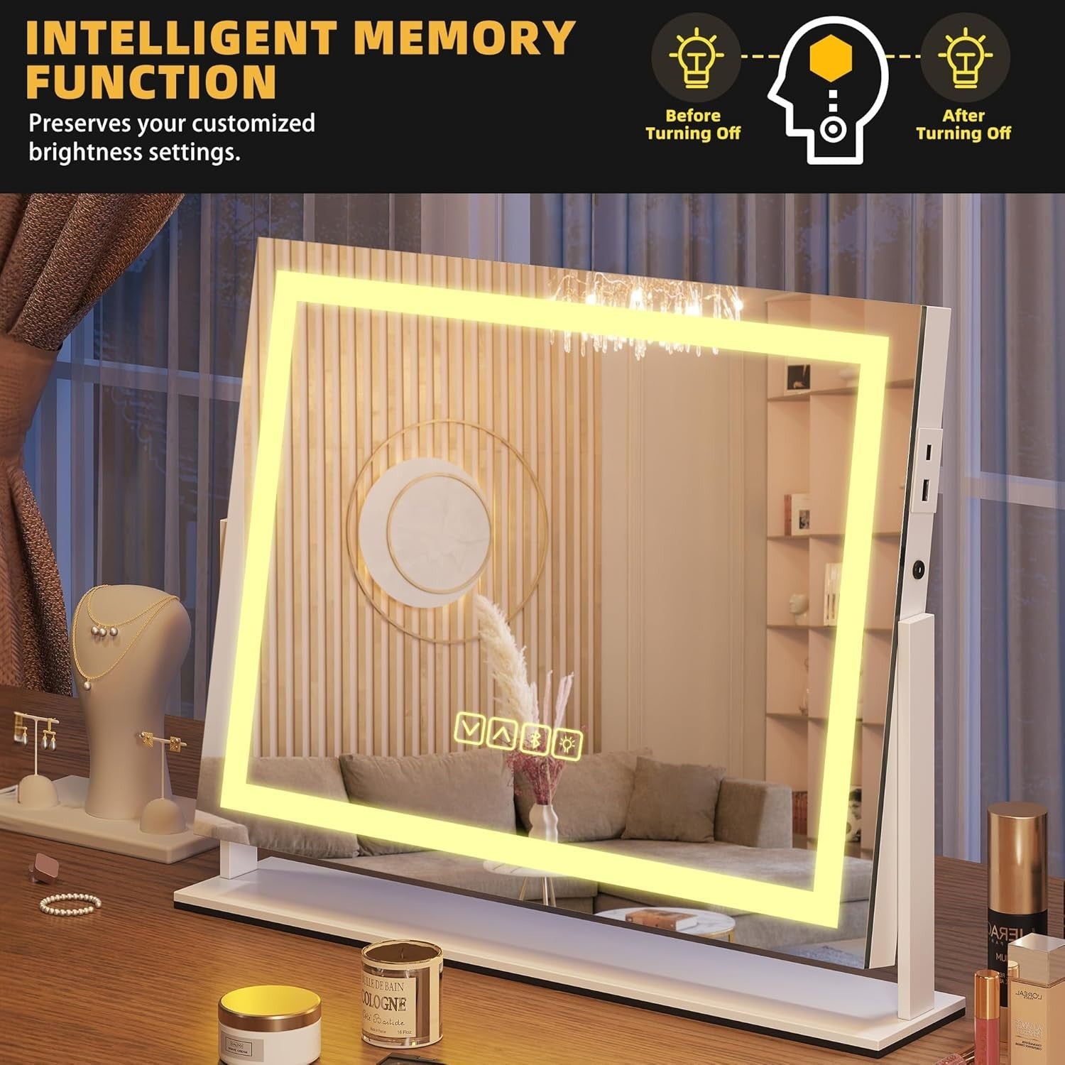 Hollywood Vanity Mirror LED Bluetooth Speaker USB Wall/Table Mount